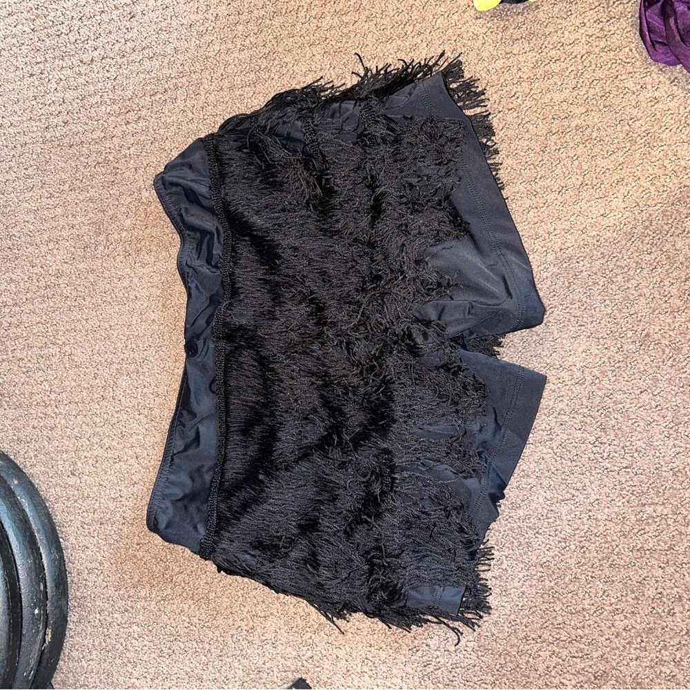 Balera Black Dance Shorts with Fringe - Picture 2 of 3